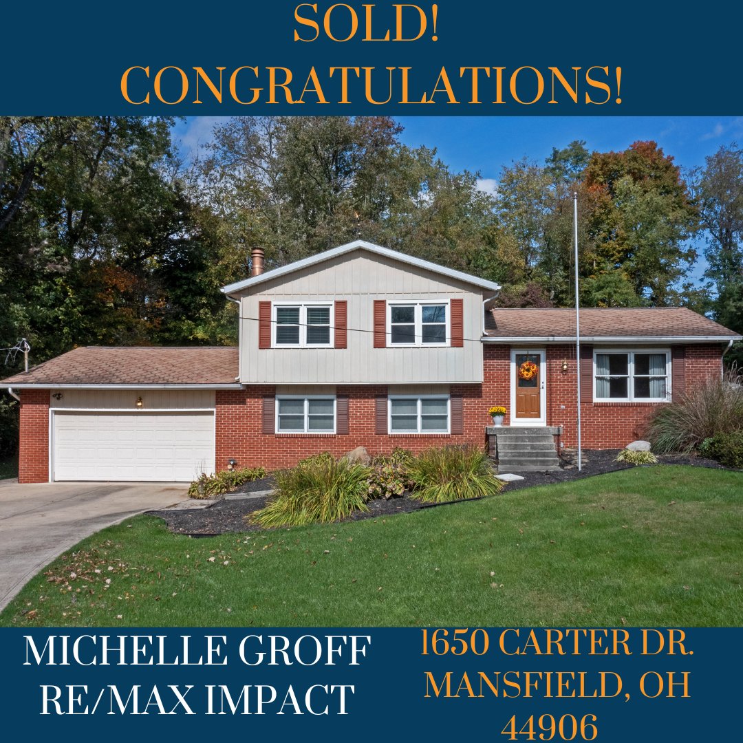 Congratulations to Michelle Groff, RE/MAX Impact, for selling 1650 Carter Dr., Mansfield, OH 44906! #mansfieldohio #mansfieldohiohomes #centralohiorealestate #mansfieldohiorealestate #mansfieldrealtor #columbusrealtor #hommati102