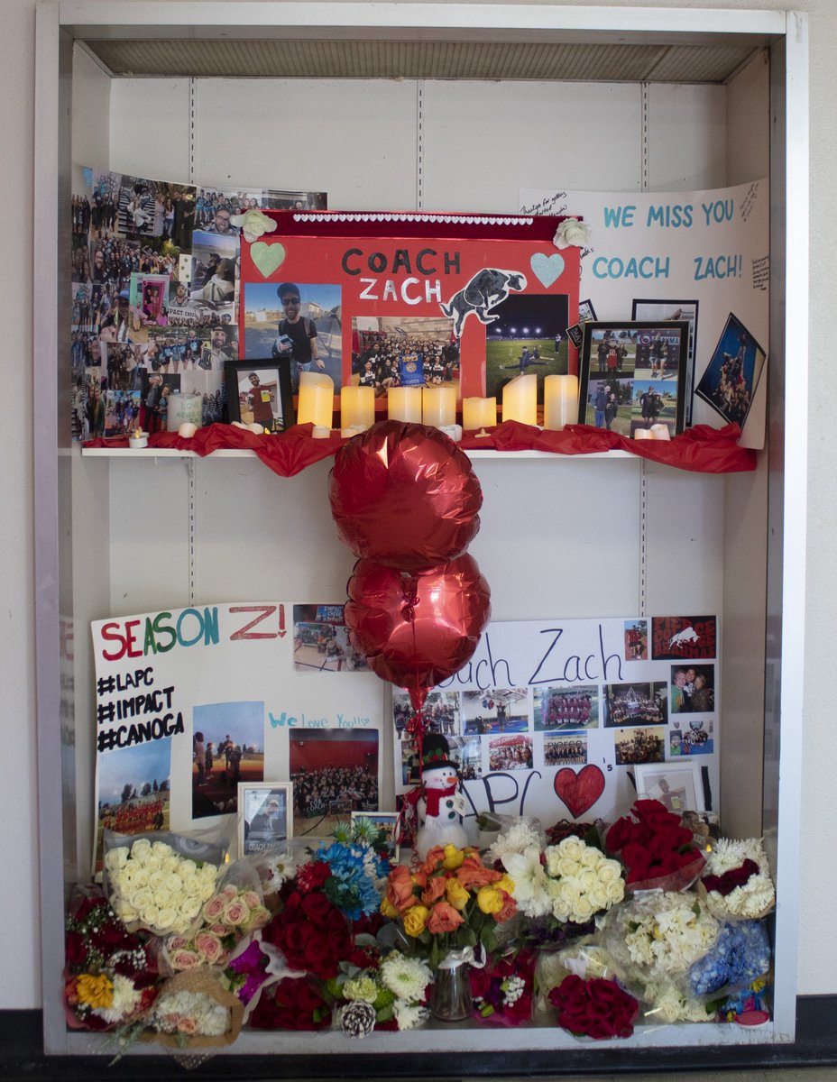 A display in the North Gym honoring the life of cheer coach Zach Harris. 

📸 // <a href="/fgamino13/">Felipe Gamino</a>