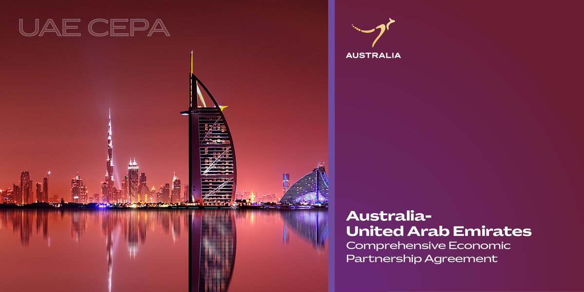 Announcing 🇦🇺 & 🇦🇪 will begin negotiating a Comprehensive Economic Partnership Agreement. A CEPA will give 🇦🇺 exporters greater access to our largest trading partner in the Middle East, promote investment & strengthen our economic relationship to address global challenges.