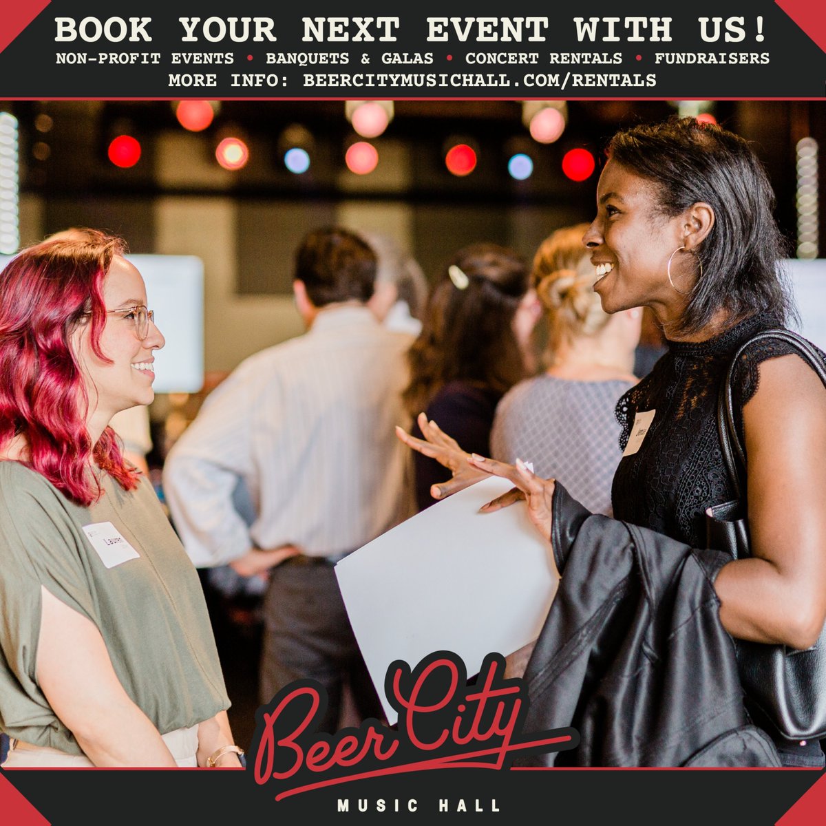 Host your holiday party with us! 🎉 No matter your size, we’ve got the perfect space for you and your office, your family, or even your friends! Find out more @ beercitymusichall.com/rentals