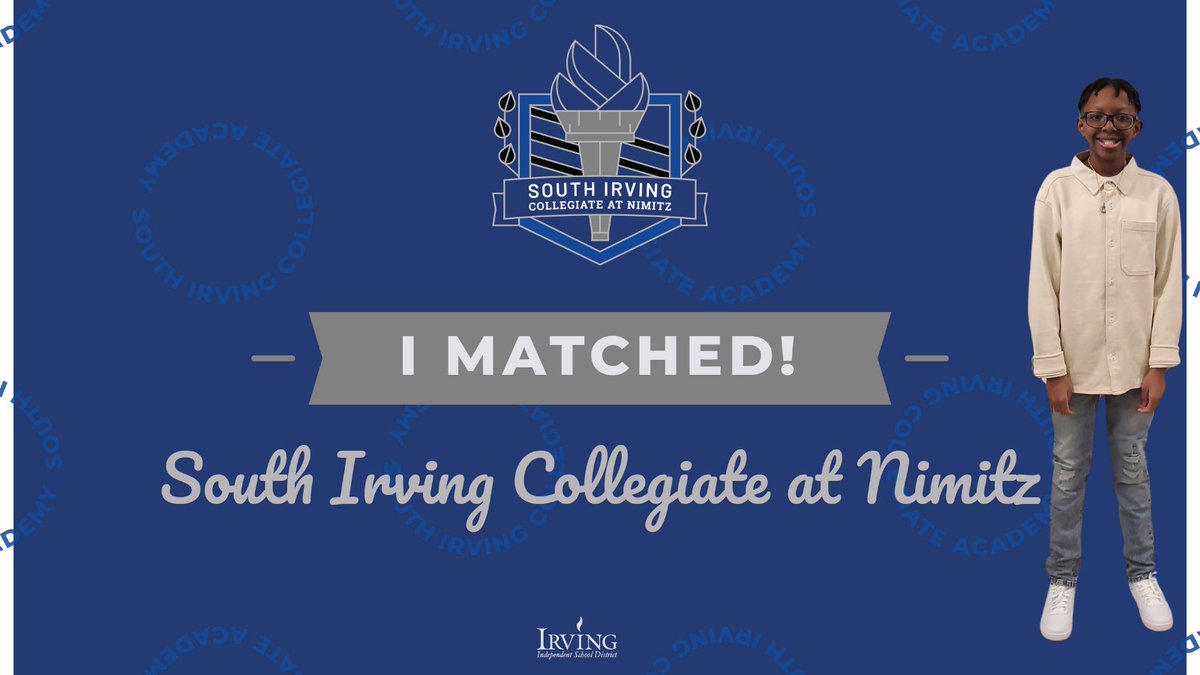 That's my boy @IrvingISD! We're headed to @SouthIrvingCA 🩶💙🤍 #Igotaccepted @TravisMSBobcats