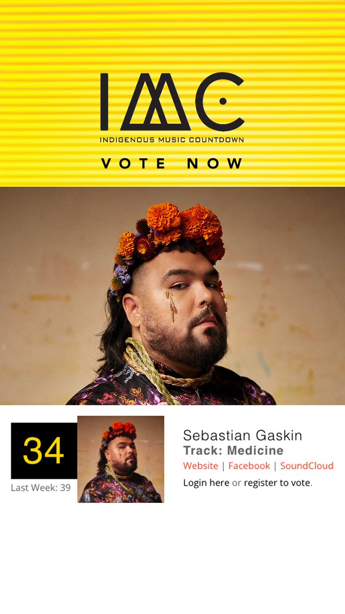 Medicine is #32! 🔥Vote for @sebastiangaskin “Medicine” on @IMCountdown 

Vote Here: indigenousmusiccountdown.com

#ishkode #ishkoderecords #songsfortheeigthfire #charting #medicine #newsingle #NewRelease