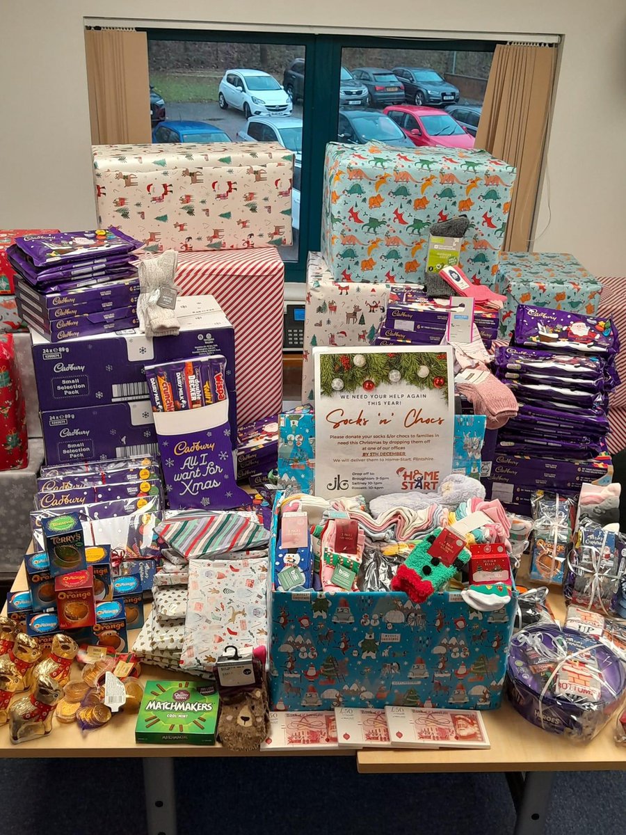 We'd like to say a massive thank you Knowles Funeral Services who have collected hundreds of chocolates and socks! What an incredible effort, these will bring lots of smiles to families in Flintshire 🎅