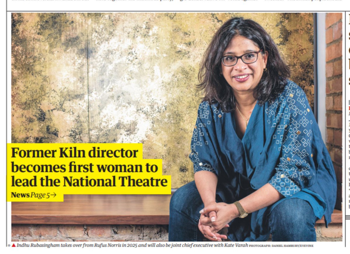 brilliant Indhu Rubasingham becomes the first woman to run the National Theatre 🎭 she will take over from Rufus Norris in Spring 2025