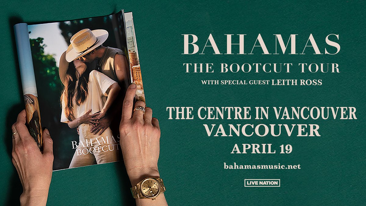 PEAK Concert Announcement! @BahamasMusic at The Centre in Vancouver on April 19th! General on sale is Dec 14 at 10am but PEAK VIP Email Subscribers will have access to the presale! #bootcut Info at thepeak.fm/events/404645/