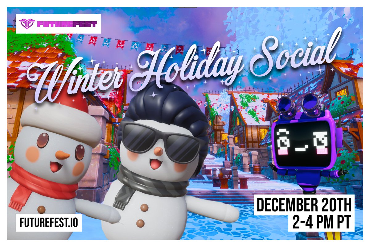 futurefestxr's tweet photo. Happy Holidays ❄️ Futurefam! 🎉 Let's wrap up the year together! 

Oh, and we've got these cool ⛄️free snowmen NFT pets to gift, courtesy of our pals at @nmkr_io. 

Join the fun🎁 and hang with us!
Save the date: Dec 20th, 2PM PT. https://t.co/Kz7LtVjiN3