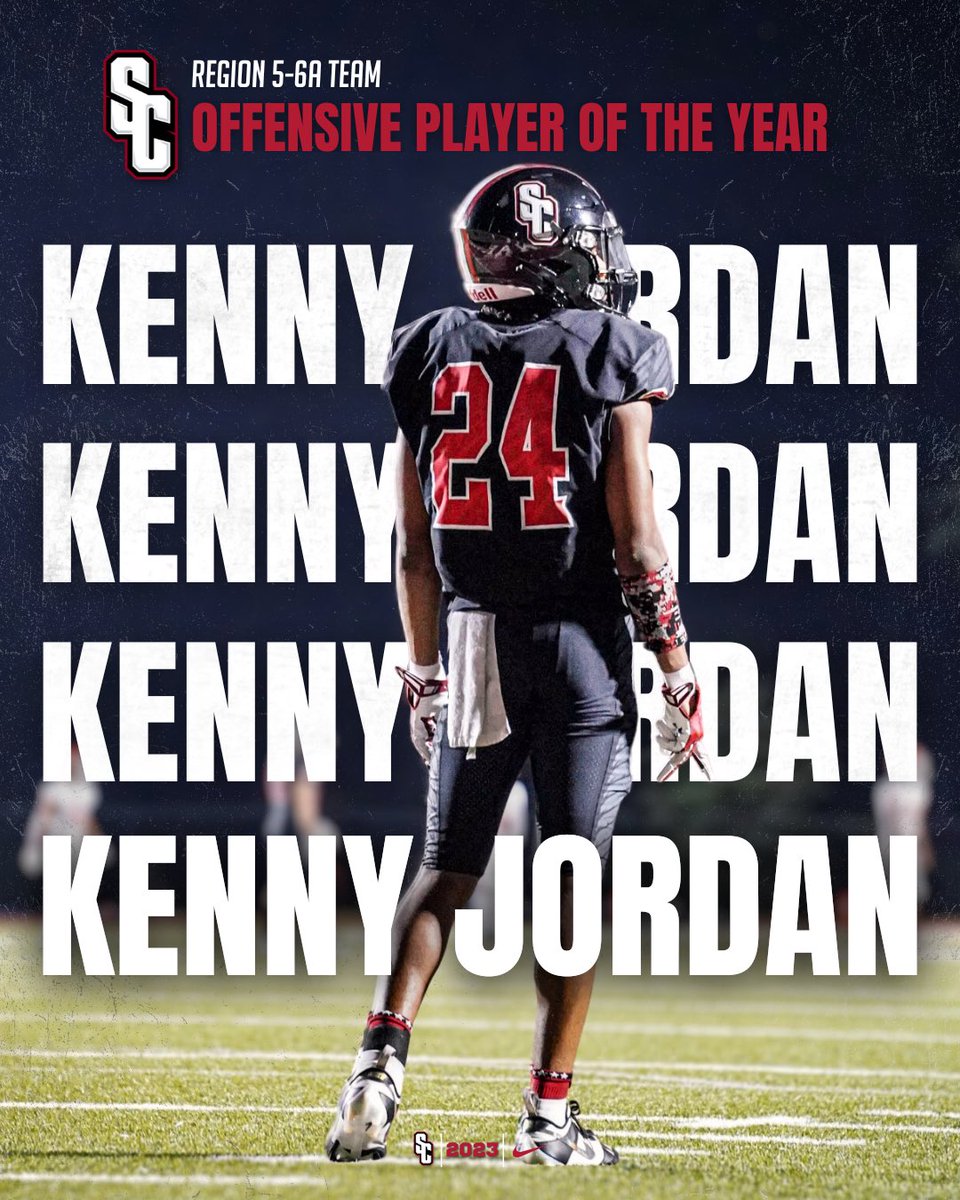 Congratulations to Senior, Kenny Jordan, for being named Region 5-6A Offensive Player of the Year! 🔴🏈⚫️ 🏆 @Kenny_Jordan32 #RedHawks | #FAST
