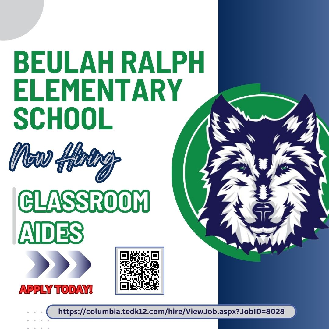 Beulah Ralph Elementary is looking for some amazing Classroom Aides to join their team! Apply HERE: columbia.tedk12.com/hire/ViewJob.a…