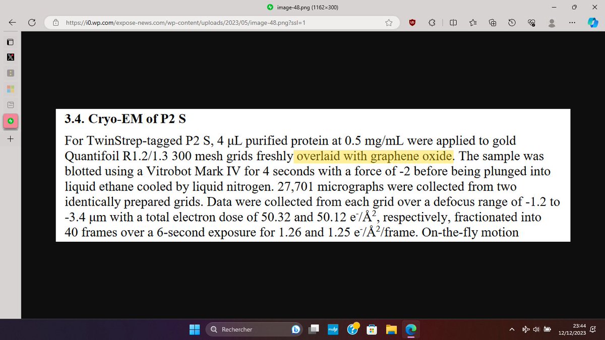 L'oxyde de graphène (OG) et les injections C19. Dès le début Pfizer a spécifié dans un doc. publié par la FDA - phmpt.org/wp-content/upl… - que l'OG a été utilisé pour la fabrication des injections. PFZ ne garantit pas que le produit final n'en contienne pas. Page 7, section 3.4: