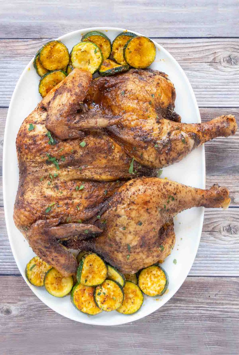 Transform your chicken game with my Spatchcock Chicken recipe! Quick, even cooking and gloriously crispy skin - it's a game-changer for whole chicken roasting. Dive into a world of flavor and crunch with every mouthful! #recipe #foodie Recipe--> bit.ly/ACDSpatchchick…
