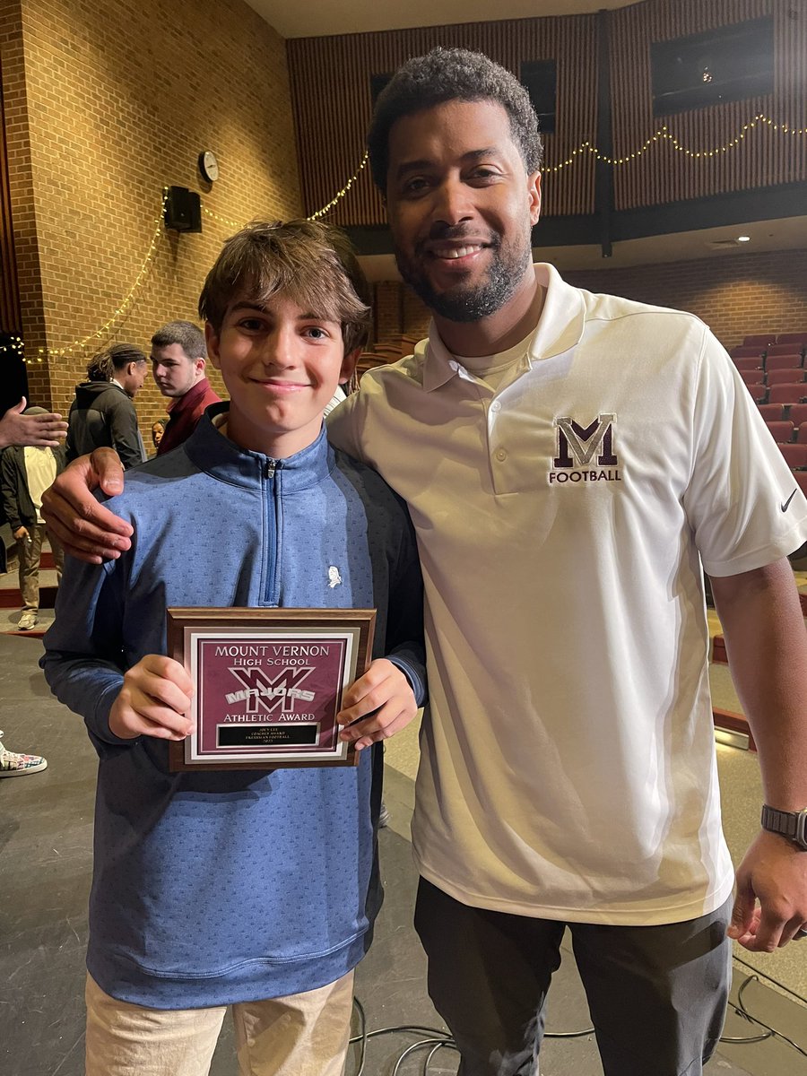 Coach D (@coachd_mv) on Twitter photo I’m extremely proud of my QBs! Freshman QB <a href="/joeyleemv/">Joey Lee</a> (Pictured) won the MV Coaches Award. JV QB <a href="/TrumanErnst/">Truman Ernst</a> won MV MVP, and <a href="/Grimsley14Hud/">Hudson Grimsley</a> for his All-District accomplishment! Keep working fellas!
#football #Rivals250 #maxpreps #BrotherHood #DOMINATE I’m extremely proud of my QBs! Freshman QB <a href="/joeyleemv/">Joey Lee</a> (Pictured) won the MV Coaches Award. JV QB <a href="/TrumanErnst/">Truman Ernst</a> won MV MVP, and <a href="/Grimsley14Hud/">Hudson Grimsley</a> for his All-District accomplishment! Keep working fellas!
#football #Rivals250 #maxpreps #BrotherHood #DOMINATE