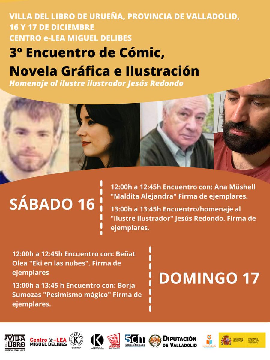 3° Encuentro de Cómic, Novela Gráfica e ilustración Villa del Libro de Urueña. Provincia de Valladolid. Homenaje al ilustre "ilustrador" D. Jesús Redondo Román sábado 16 de diciembre a las 13h. Os esperamos los días 16 y 17 de diciembre con un "completísimo" programa. @BTolea