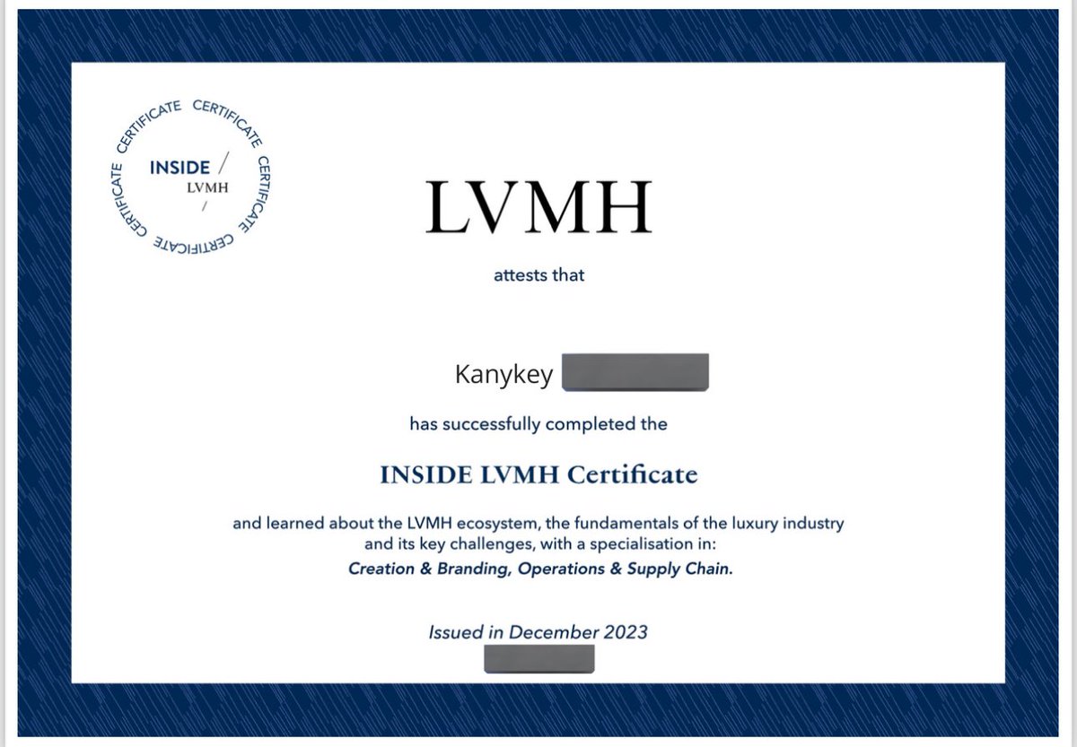 Kanyaiskween's tweet photo. Закончила курс с отличием 🥹🥳 #LVMH #INSIDELVMH https://t.co/zddZjIMzpY