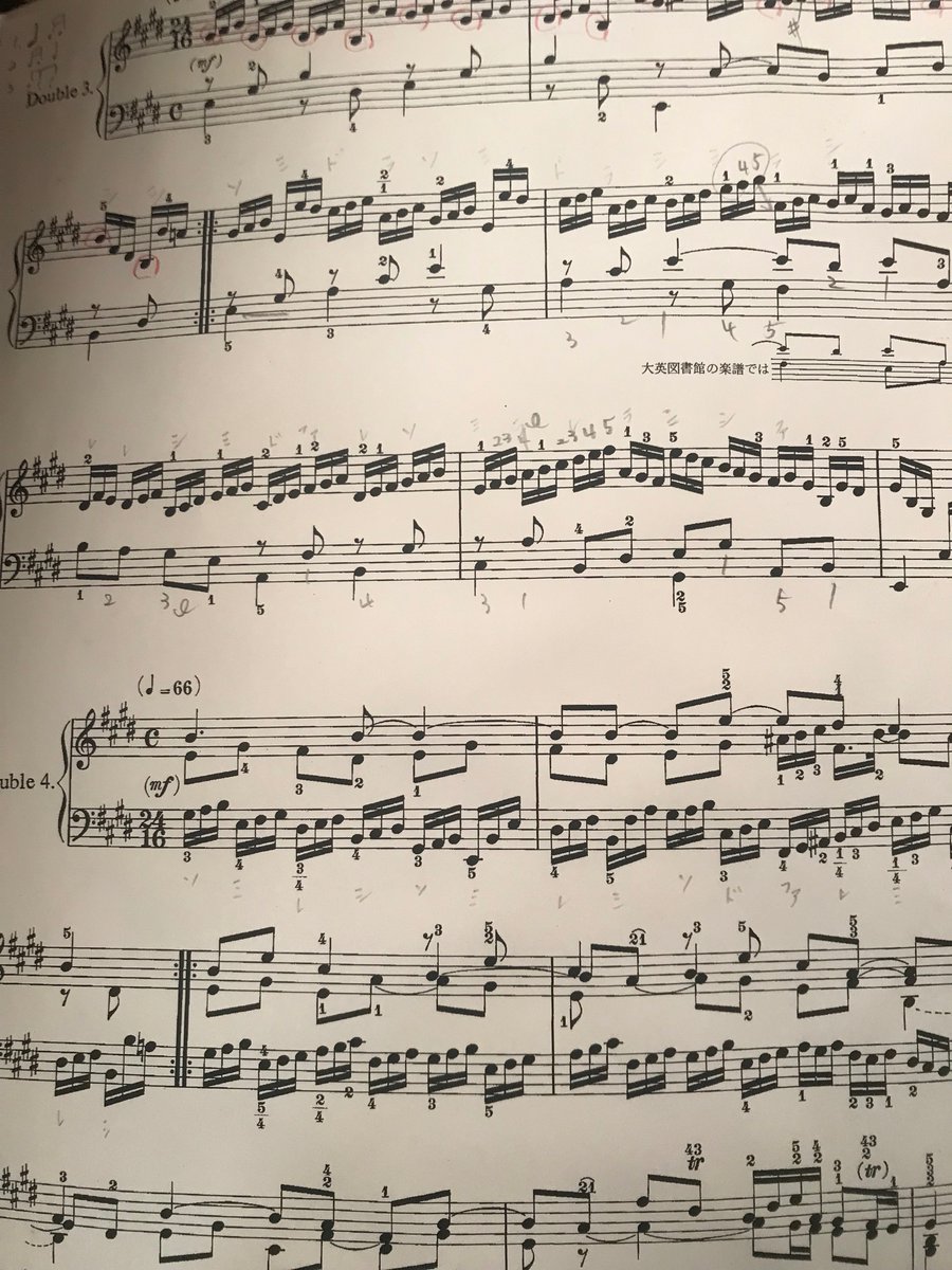 10月からはじめたThe Harmonious Blacksmith調子の良い鍛冶屋もDouble3までやってきました♪どんどん忙しくなる💦ガンバレ！自分だけだと娘なんでややこしい感じで指を使うんだろう？こっちの方が弾きやすいとかいうけど、、🤔なのでいつも楽譜には指番号が書いてある。。笑