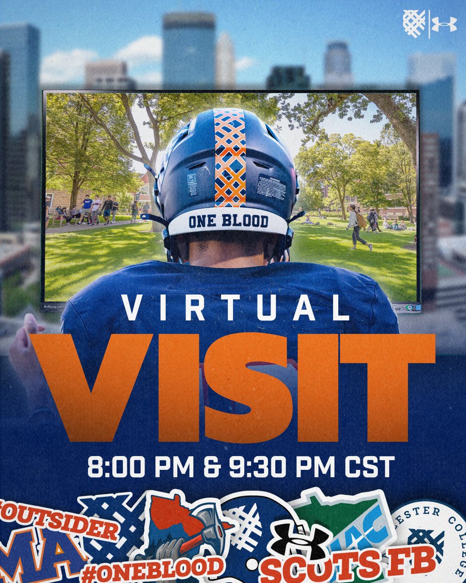 Don't miss out on our VIRTUAL VISITS!  

Sign up &amp; take the first step towards becoming a future Scot 🪓 

⏰ 8:00 PM &amp; 9:30 PM CST 
📅 TUE / WED / THU

athletics.macalester.edu/sports/2015/8/…

 #Outsiders #OneBlood 

#VirtualVisit #CollegeFootballRecruitment