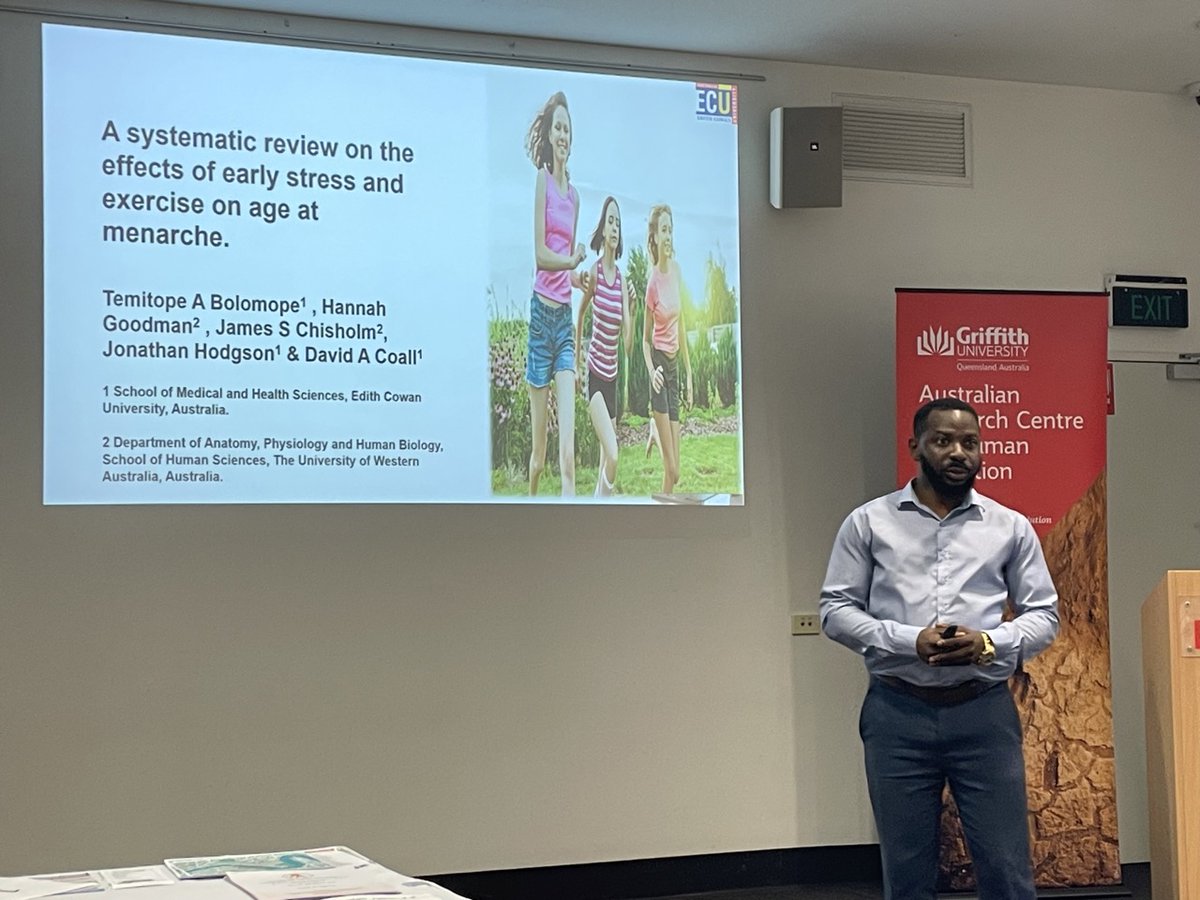 A systematic review by Temitope Bolomope (@MHS_ECU) has demonstrated that physical activity and large family sizes can delay menarche #ASHB2023