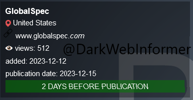 DarkWebInformer's tweet photo. Threat Actor: PLAY
Ransomware Victim: GlobalSpec @GlobalSpecLLC
Date: 2023-12-13
Note: Allegedly, #PLAY has named #GlobalSpec as a victim. #Ransomware #StopRansomware #DarkWeb #DarkWebInformer #Leaks #Leaked #Cyberattack https://t.co/UtS0TUMvi2