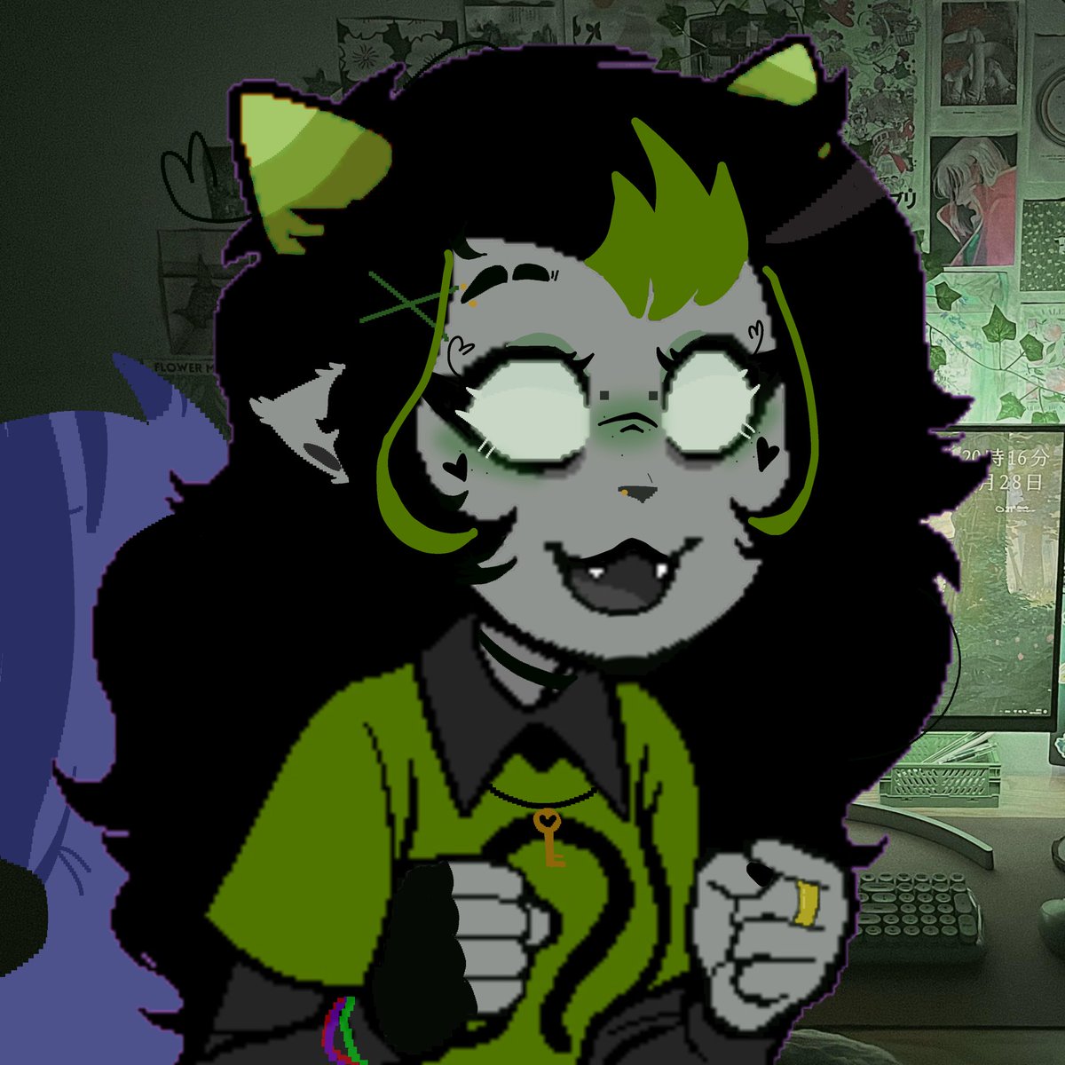 > OwO < < Nya!!~ Hiya >3< I’m new to #evilparodystuck hope I’m welcome 💚💚💚