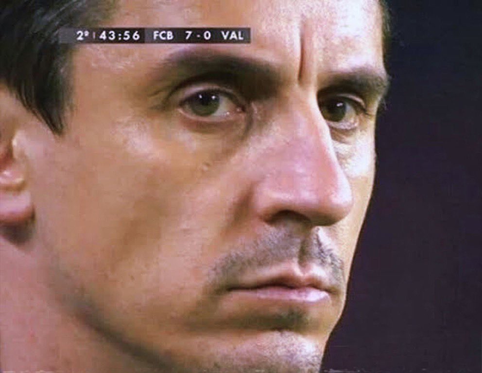 Gary Neville at Valencia 

• 28 games
• 11 losses
• 39 goals
• 38 goals conceded 

Ten Hag 23/24

- 24 games
- 12 losses
- 33 goals 
- 39 goals conceded

Hope this helps