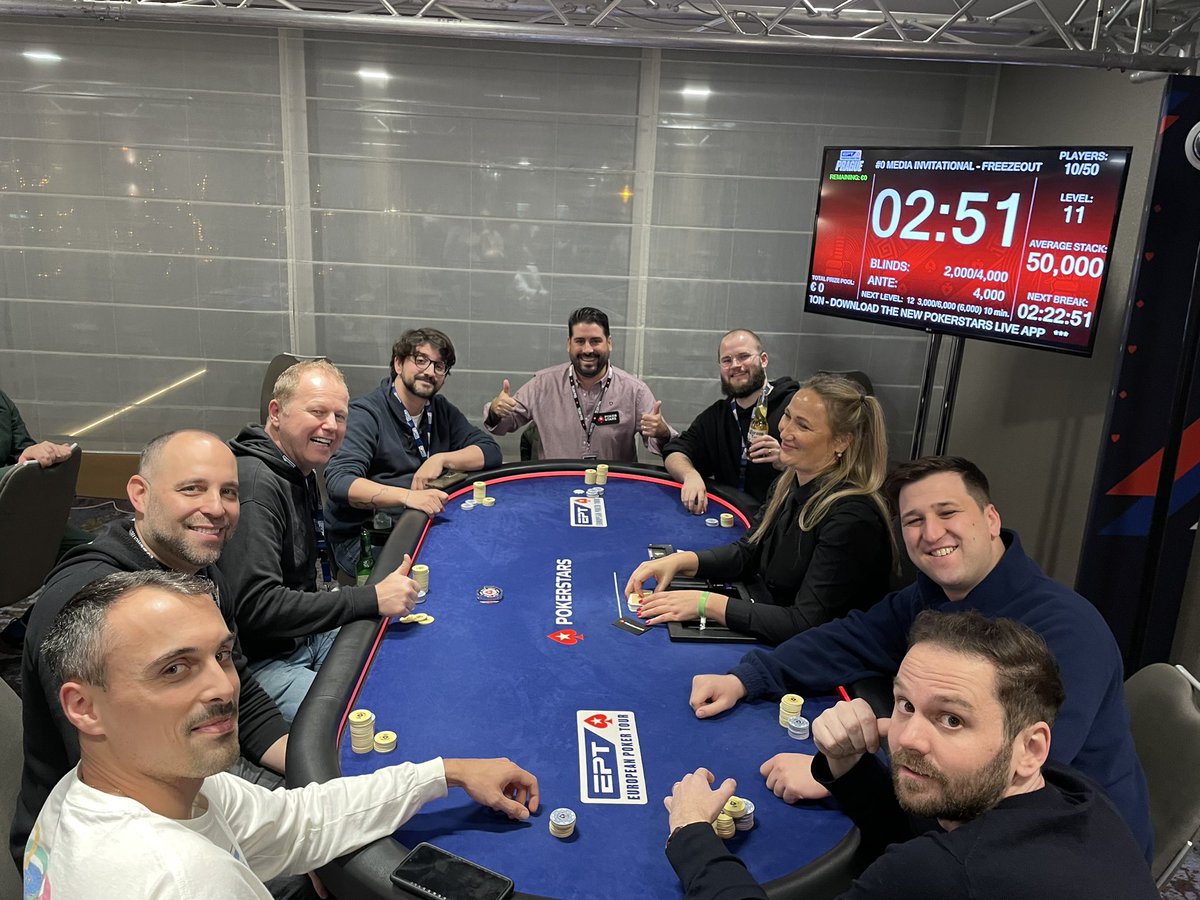 pete_robo's tweet photo. Big shout out for the @PokerNews crew for a dominating performance in the @PokerStarsLIVE Media Event tournament #EPTPrague and a special shout out for Josh for taking it down! 🏆🔥 #FTCrew https://t.co/MgUH5Z58Bl