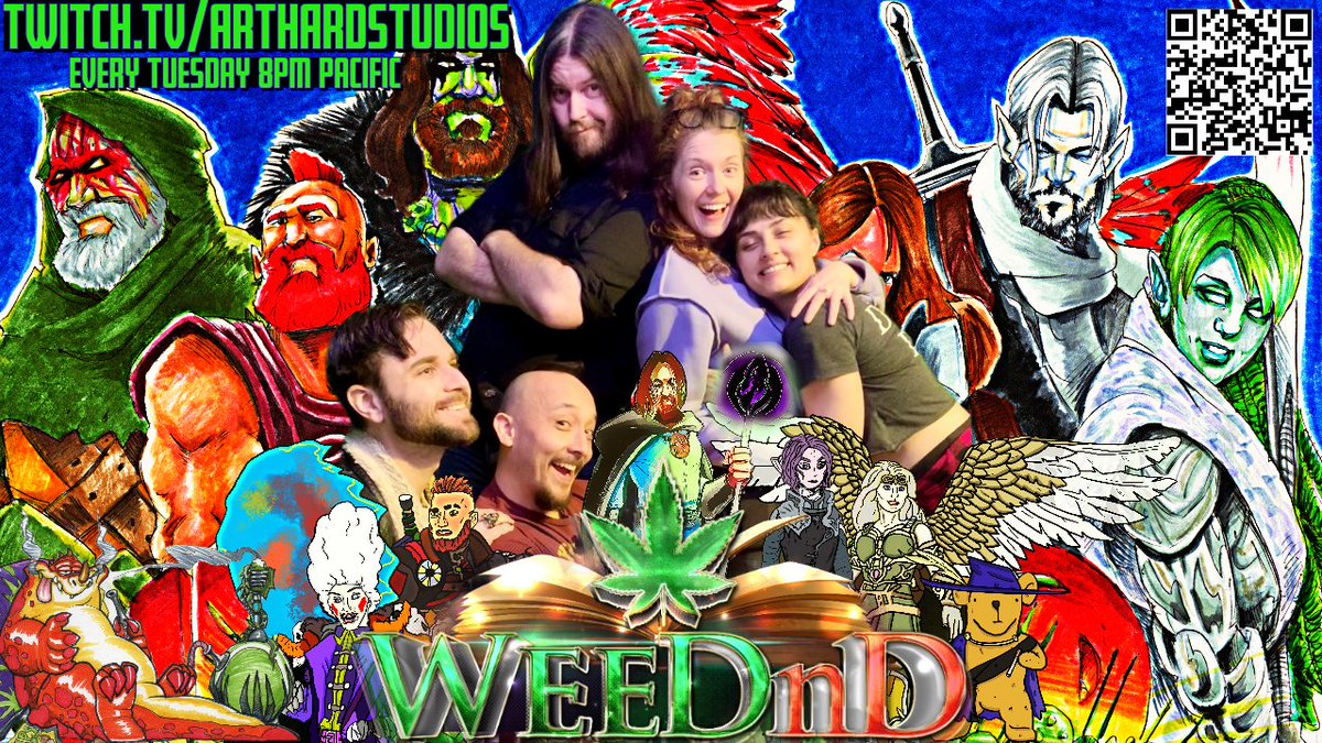 Session 0 for Chapter 3 of the Ganjaria Saga TONIGHT! Join the best buds around at 8pm pacific for WeeDnD! 

twitch.tv/arthardstudios

#dnd #ttrpg #cannabis