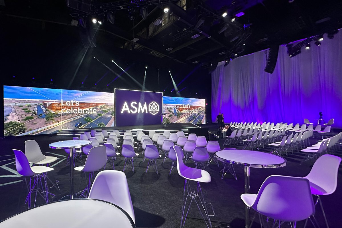 ClearwingOnX's tweet photo. Clearwing was chosen by Advanced Semiconductor Materials (ASM) leadership to assist in producing the Landmark event where they announced a $300 million investment in new, state-of-the-art facilities in Scottsdale, AZ. 

#clearwingprod #cwpgigs https://t.co/3MiThmPfLA