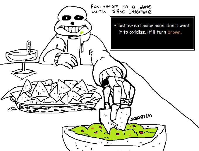 ko-fi request: "Can you please draw Sans Undertale eating guacamole? :)" 