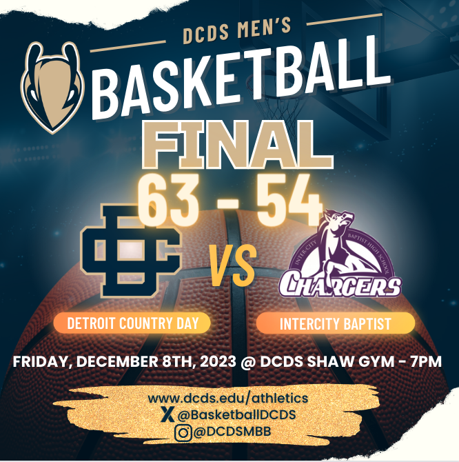 MEN'S BASKETBALL: We are final here at Allen Park Inter-city Baptist, and this young Yellowjackets @DCDSBasketball team picks up its first victory on the year, defeating the Chargers 63-54.  DCDS' next action is Saturday at Northville, 12pm. #JacketUp #KeepBuilding