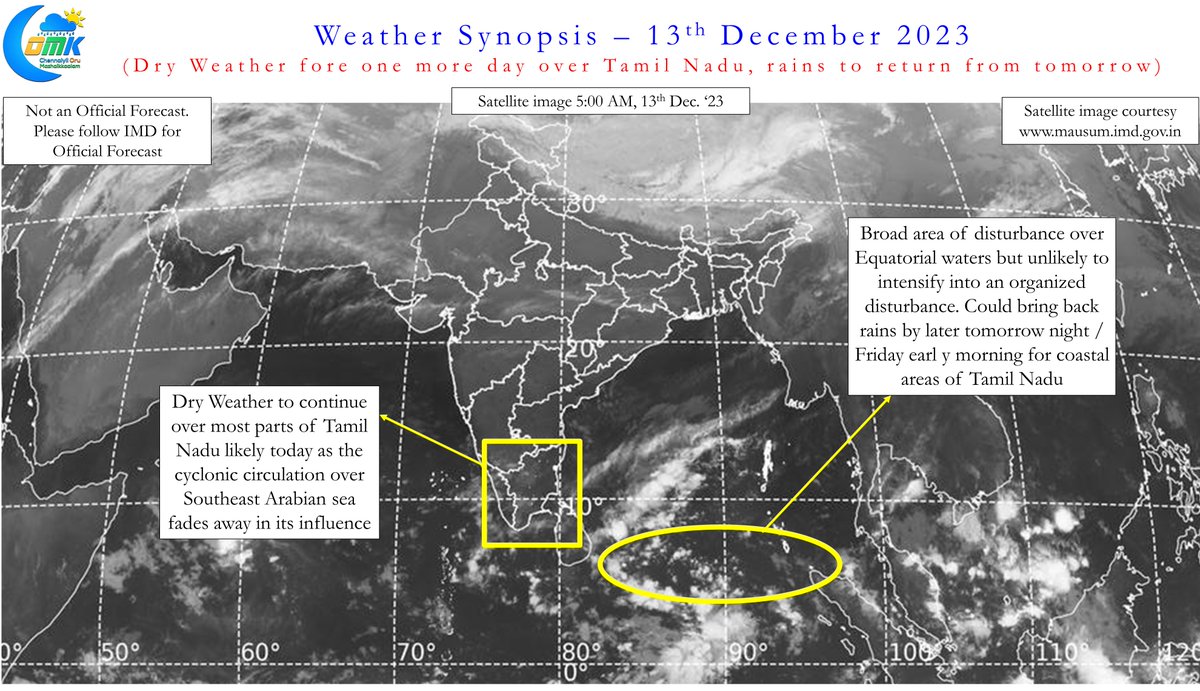 ChennaiRains's tweet photo. With #NEM2023 expected to become active over Delta and South #TamilNadu a detailed #COMK post on why there is no reason for #Chennai to panic about the upcoming spell of #Rains between 14th & 16th Dec.'23. https://t.co/Yy5LZ0rS1T as we attempt to decode what is expected over the next week to 10 days from Northeast Monsoon. #ChennaiRains