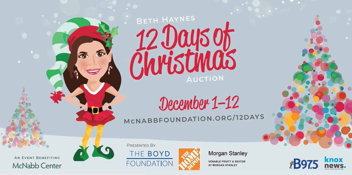 Less than 30 minutes to bid in this year’s #12DaysofChristmas Auction benefiting @McNabbCenter 🎁

Bid or Donate 👉🏼 bit.ly/3Nh1Ivg

Your generosity helps more than 2500 children and families this Holiday Season ❤️