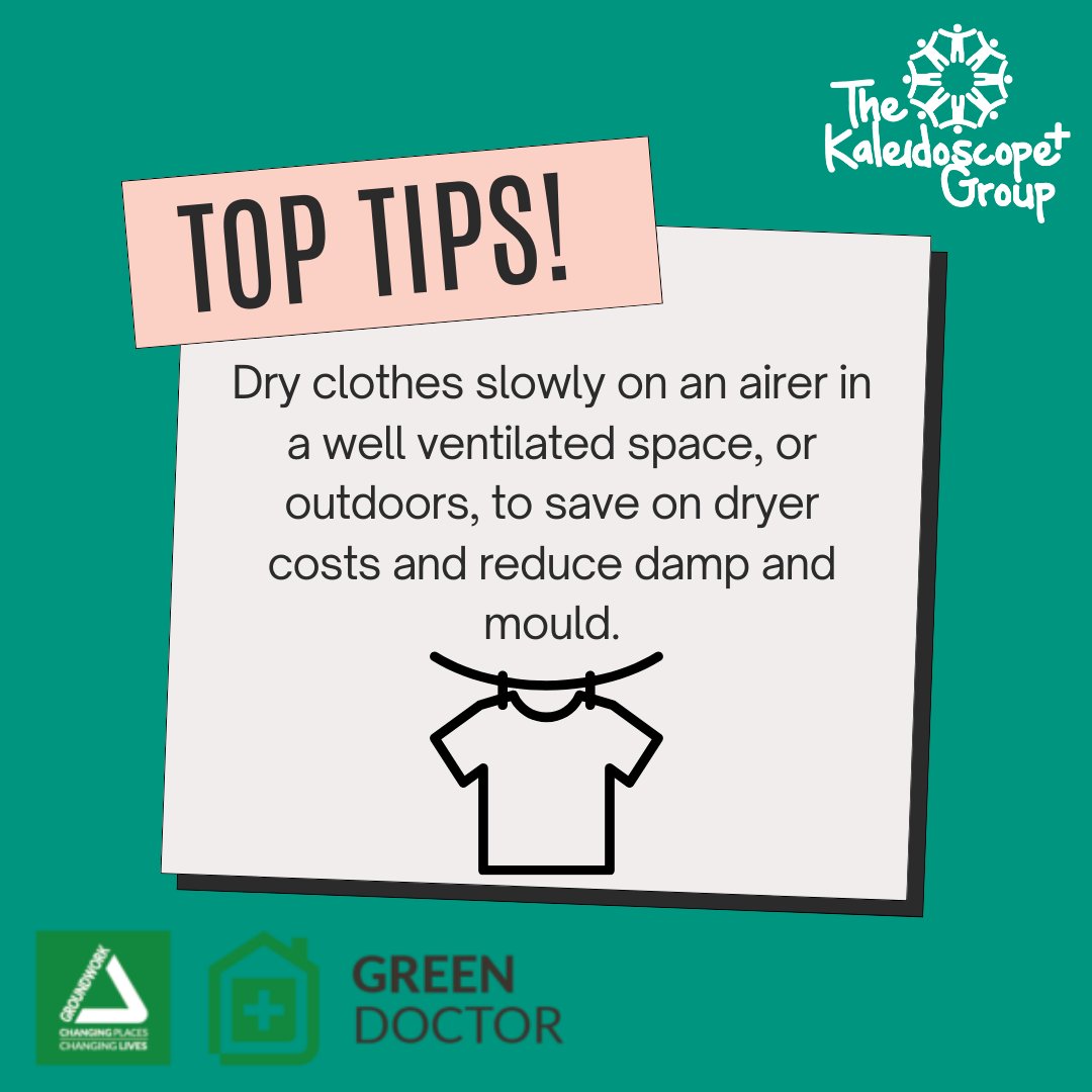 Tip number 4 from our friends at @GWWM💚 Air drying your clothes may take longer but it'll save you money as well as stopping damp and mould from forming! 🧺 #TeamKPG #FeelGood50