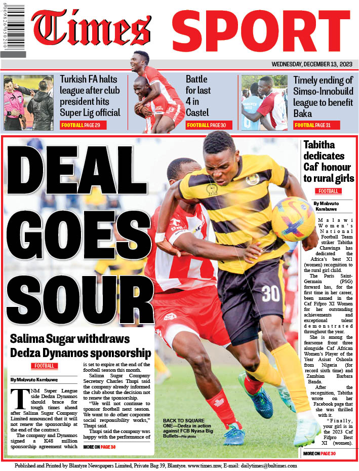 Times 360 Malawi on X: #TheDailyTimes back page: Malawi National Football  Team took a giant step towards qualifying for the semifinals of the 2023  Hollywoodbets Cosafa Cup following a 2-0 victory over