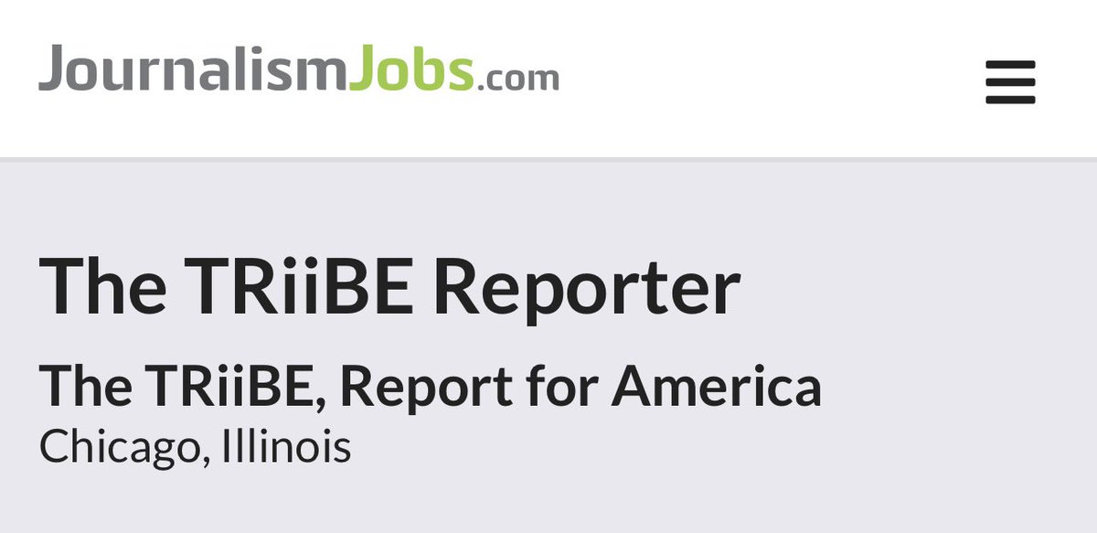 hey everyone ✨ @TheTRiiBE is now a host newsroom with @Report4America. and so we have a new Reporter job opening 🤗 Beat: Community investment in Chicago's Black communities apply today! details below journalismjobs.com/1684249-the-tr…