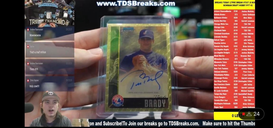 🚨BREAKING NEWS🚨

The Tom Brady Superfractor 1/1 Autograph from Bowman Draft has just been hit!