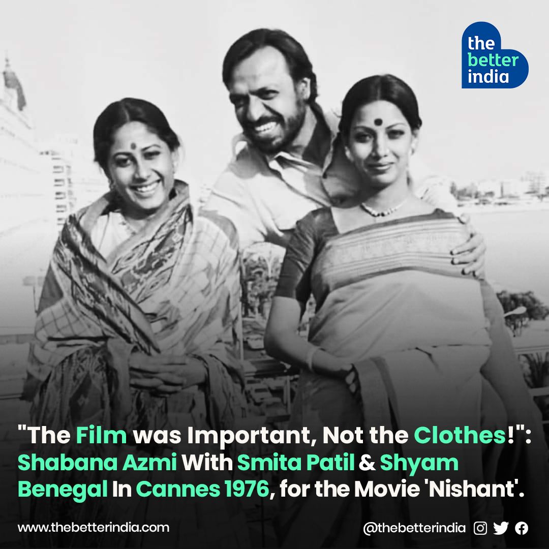 “We had only 8 USD each survived on the per diem given by the Cannes. We had no publicity material or money, so Shyam asked Smita and me to wear our best saris & walk up and down the promenade to attract attention.

#SmitaPatil #ShyamBenegal #Cannes #Retro #IndianCinema #History