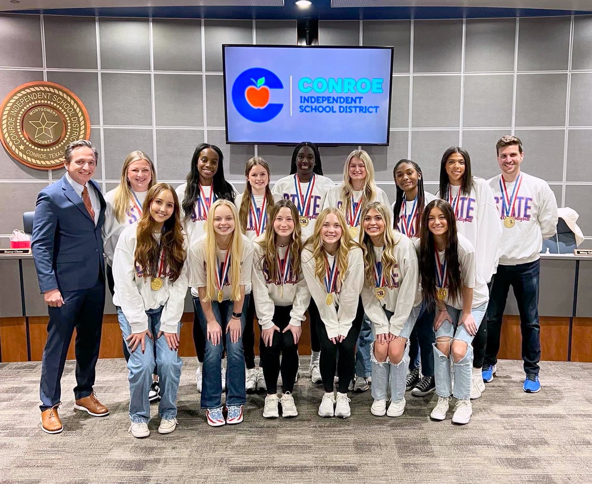 Thank you to @ConroeISD and @ConroeISDSupt for recognizing our 2023 State Championship at the CISD Board Meeting tonight! We are so grateful for the support from our amazing district & community, and proud to represent Conroe ISD! 🧡💙