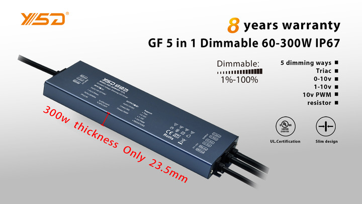 Dimming LED powersupply
1. 170- 277V  24V  5 IN 1 dimming (Triac  0-10V  1-10V  10V PWM  Resistors)
2. PF>0.95/230Vac,at full load
3. Efficiency  93%
4. Certificates：CE,BIS,UL,ROHS,UL,UKCA
#ledtape  #ledpowersupply #leddrivers #led #ledstrip