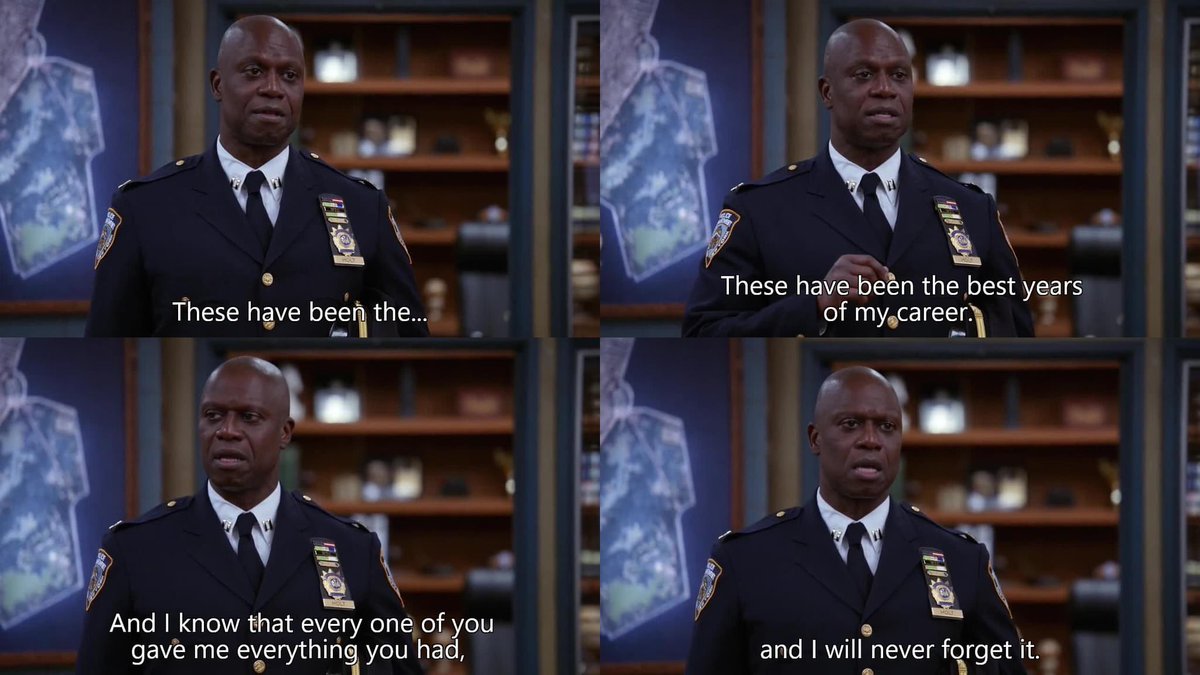 Actually heartbroken about this 😭such an amazing human/genius.
Rest easy & thank you for the laughs ❤️ 
#ninenine #RIPAndreBraugher #RIPCaptainHolt