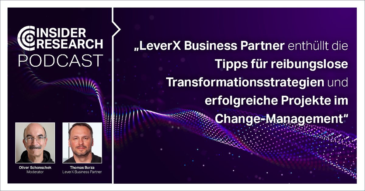 Cloud-Insider (@cloudinsiderde) on Twitter photo Change-Management bietet einen strukturierten Rahmen für die effektive Planung und Überwachung von Veränderungen.
Das Interview von Insider Research mit Thomas Burza, <a href="/LeverXGroup/">LeverX Global</a> Business Partner, liefert Einblicke.
Jetzt hören: youtube.com/watch?v=DS91VF… Change-Management bietet einen strukturierten Rahmen für die effektive Planung und Überwachung von Veränderungen.
Das Interview von Insider Research mit Thomas Burza, <a href="/LeverXGroup/">LeverX Global</a> Business Partner, liefert Einblicke.
Jetzt hören: youtube.com/watch?v=DS91VF…