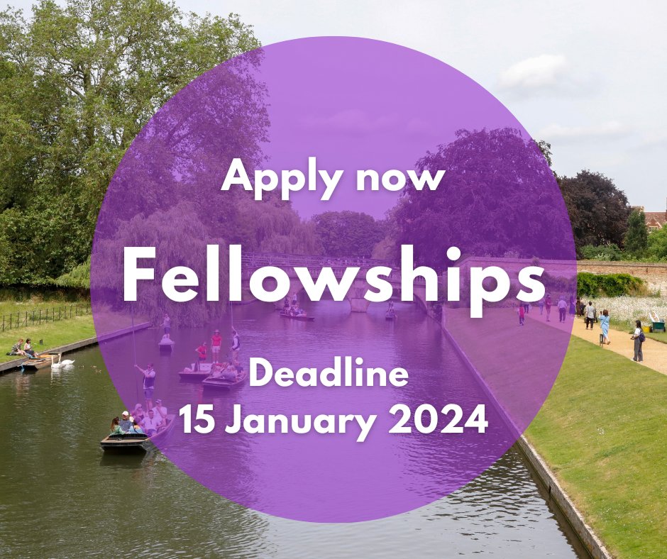 📣 Apply for fellowships Join us in 2024-25 or 2025-26 for a fellowship at CRASSH 📕 Cambridge Early Career Fellowships 📕 Crausaz Wordsworth Interdisciplinary Fellowship in Philosophy 📕 Charles Wallace India Trust Fellowship ⏳ Deadlines 15 Jan 2024 🔗 bit.ly/3SXzGJ3