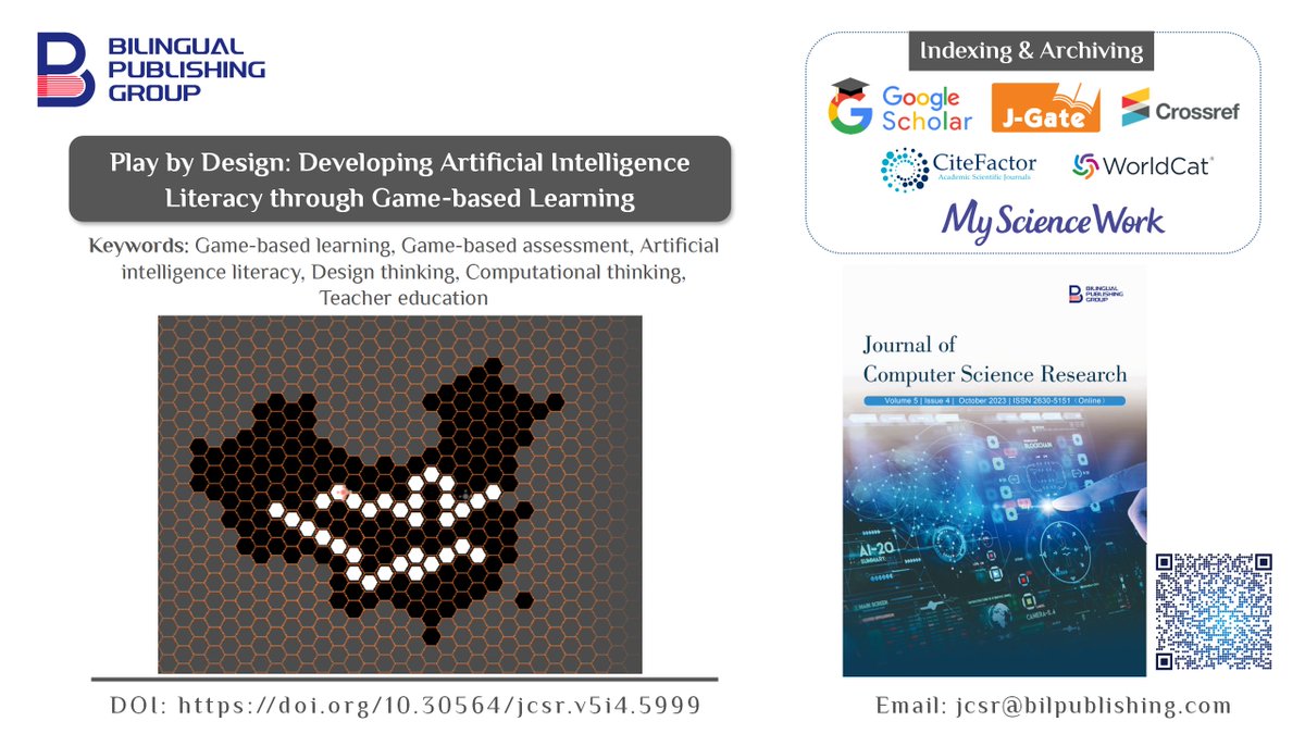 jcsr_Editorial's tweet image. 📑 Play by Design: Developing Artificial Intelligence Literacy through Game-based Learning
#Game_based_learning #Game_based_assessment #Artificial_intelligence_literacy #Design_thinking #Computational_thinking #Teacher_education
DOI: doi.org/10.30564/jcsr.…