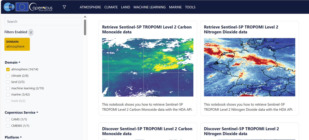 ☁️ Unleash the power of WEkEO's Jupiter Notebooks focused on the atmosphere! 📚 Explore a diverse array of atmospheric data to support your research. Elevate your atmospheric studies with #WEkEO 👇 notebooks.apps.mercator.dpi.wekeo.eu/?domain=atmosp… #JupyterNotebooks #Atmosphere #DataScience