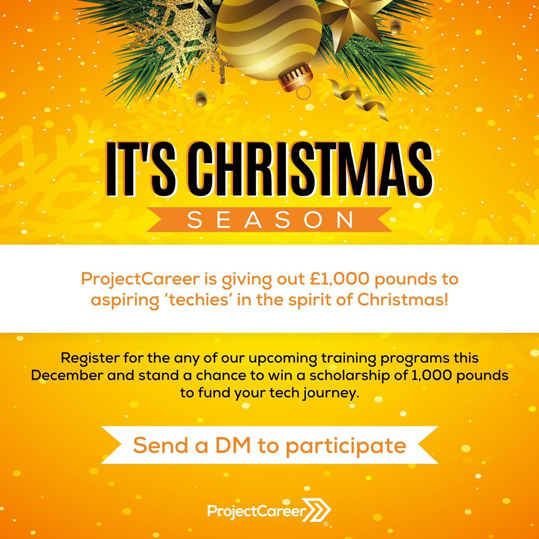 Unwrap the gift of knowledge this Christmas! 🎁 ProjectCareer is spreading cheer with a £1,000 scholarship for budding tech enthusiasts! 

Elevate your skills for 2024 by registering for our December training programs and stand a chance to win! 
#christmasgifts #techscholarship