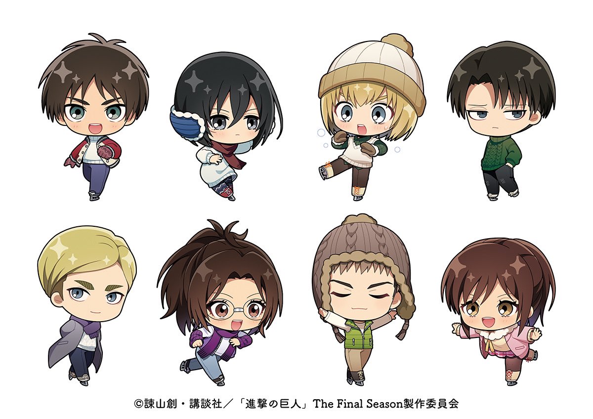 armin arlert ,eren yeager ,levi (shingeki no kyojin) ,mikasa ackerman blonde hair multiple boys multiple girls black hair chibi brown hair scarf  illustration images