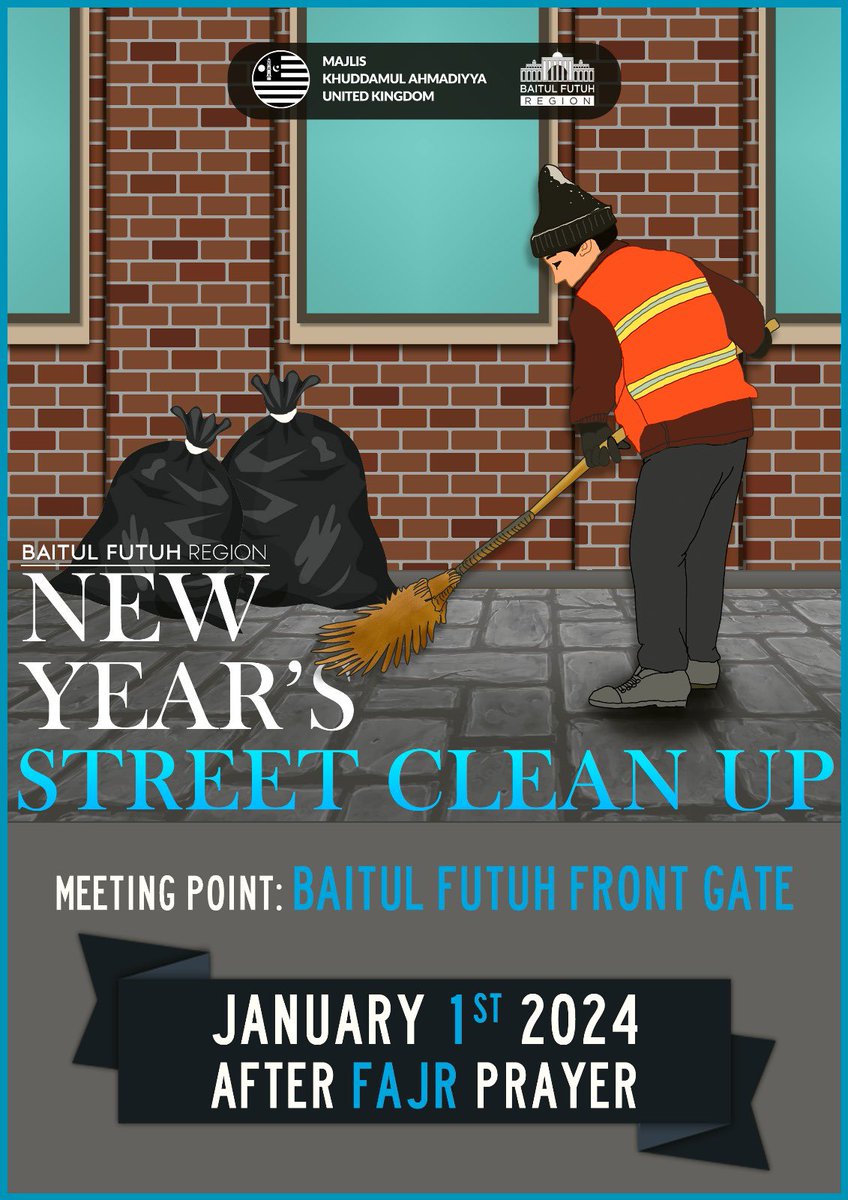 Baitul_Futuh's tweet photo. Baitul futuh region will be holding its annual new year street clean up. #startnew #community
Dm us for more information! https://t.co/g3FcGJ65Hk