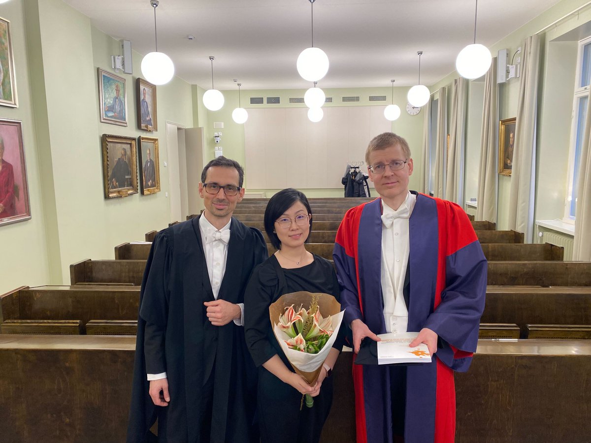 Trevor Graham (@trevoragraham) on Twitter photo Big congratulations to Dr <a href="/QingliGuo/">QingliGuo</a> for her successful PhD defence yesterday at <a href="/helsinkiuni/">University of Helsinki</a>. Wonderful thesis pushing limits of what we can learn with #mutationalsignatures. Thanks to <a href="/dagams/">Benjamin Schuster-Böckler (now on 🐘)</a> for examining & Ville Mustonen for supervising. Also check out those white bowties!! Big congratulations to Dr <a href="/QingliGuo/">QingliGuo</a> for her successful PhD defence yesterday at <a href="/helsinkiuni/">University of Helsinki</a>. Wonderful thesis pushing limits of what we can learn with #mutationalsignatures. Thanks to <a href="/dagams/">Benjamin Schuster-Böckler (now on 🐘)</a> for examining & Ville Mustonen for supervising. Also check out those white bowties!!