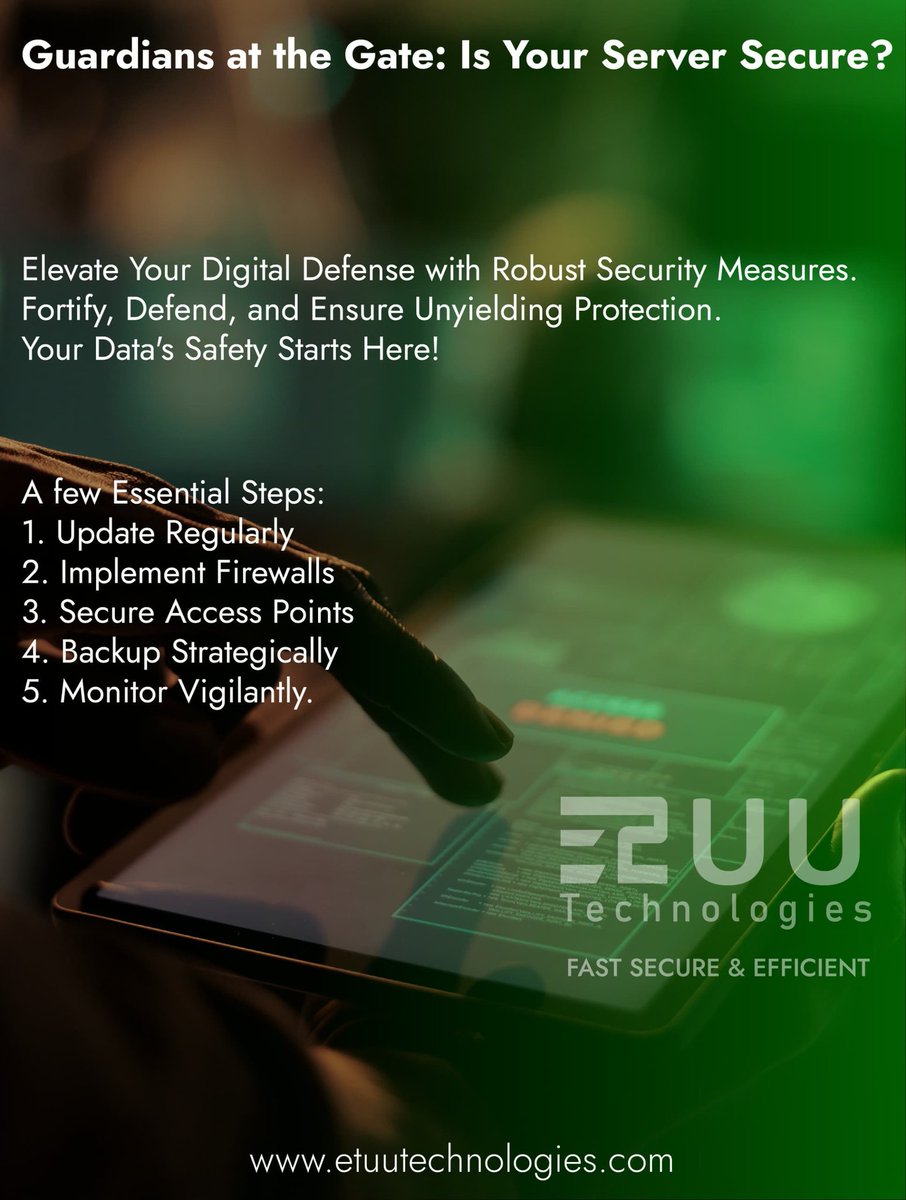 etuutech's tweet image. &quot;Protecting your server is like guarding a fortress! 🔒 Implement strong encryption, regular audits, and access controls to fortify your data&apos;s defense against potential breaches. #DataSecurity #ServerProtection&quot;
#Etuu tech
#Data protection