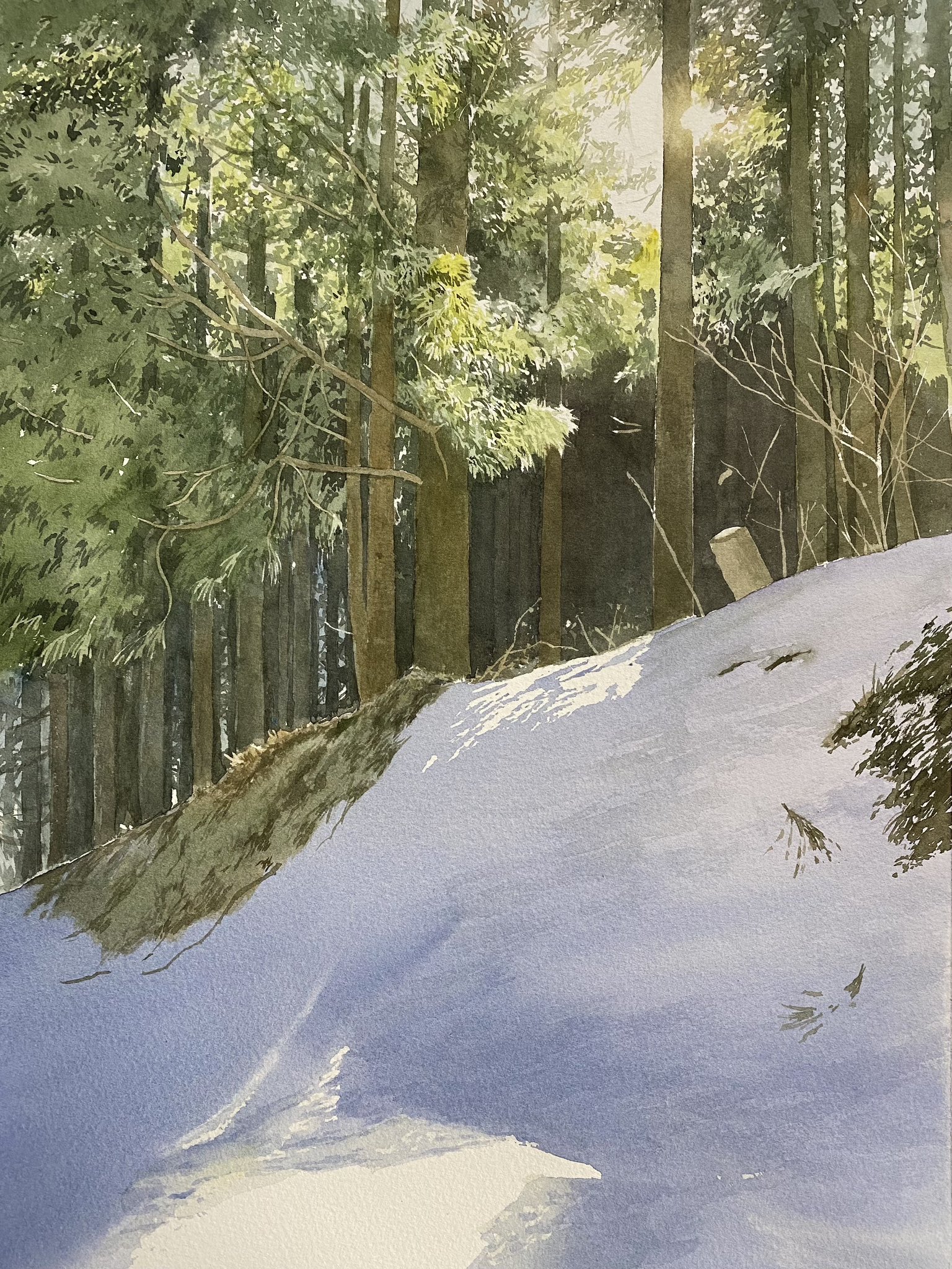 アトリエ静 油絵 「積もった雪」 雪 絵画 詩 筆文字 アート 金子