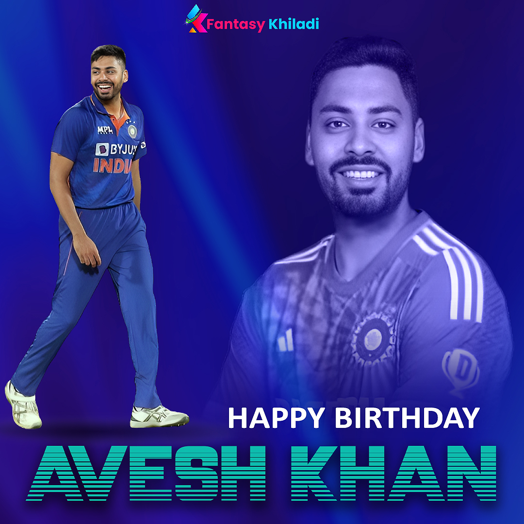 Join the birthday celebrations as we send our cheers to India's pace sensation, Avesh Khan! 🥳🏏 Wishing him a year filled with wickets and success. Happy 27th, Avesh! 🎉🇮🇳 #HappyBirthday #AveshKhan #CricketCelebrations #IndiaPacer #fantasykhiladi