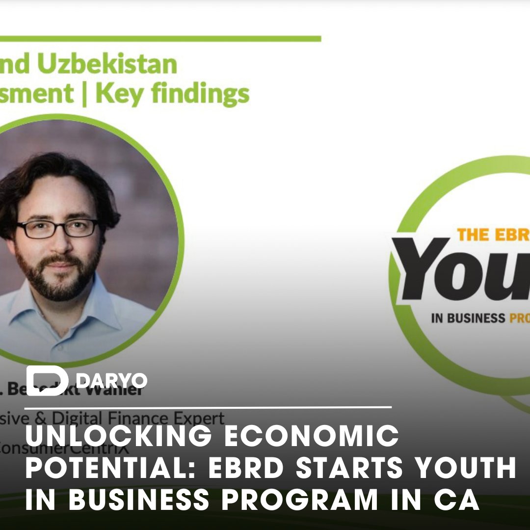 Unlocking #economicpotential: @EBRD starts #YouthinBusinessProgram in #CA 

🌐💼🚀

The #EBRD's #YiB program offers a strategic #opportunity to unlock the #potential of #CentralAsia's youth-led businesses @ConsumerCentrix 

👉Details  — dy.uz/HTMsC